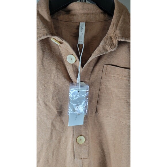 Rylee + Cru 100% Cotton Collared Button Romper – Camel (Size 8–9Y)‎ - Picture 2 of 8